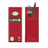 CLASS 10 C4032TA-110-PEFC Airlaid Tovagliolo Tasca Portaposate, Carta, Rosso, 40x32x0.8 cm, 20 unità