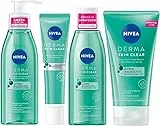 Nivea Derma Skin Clear Kit Anti-Imperfezioni, Set da 4 – Gel Detergente Viso, Tonico Viso, Scrub Viso Anti-Imperfezioni e Peeling Viso Esfoliante Notte