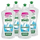 Winni's Naturel Brillantante per Lavastoviglie con Aceto Naturale Bio Ipoallergenico Materie Prime Origine Vegetale Completamente Biodegradabili - 4 Flaconi da 250ml