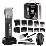 Remington Tagliacapelli Uomo, Lame in ceramica autoaffilante, 10 pettini regolabili + Lama principale variabile, Ricaricabile, Batteria litio, Autonomia 50 min, Kit barbiere incluso, HC5811