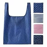 TSHAOUN 4 Pezzi Borsa per la Spesa Pieghevole,55 x 37 cm, Tote Bag Riutilizzabili, Grande Borsa Spesa Shopping Bag,ripiegabili in un sacchettino attaccato alla borsa,borsa pieghevole spesa (4 Pezzi)