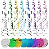 RobLuX 48 Pcs Decorazioni a Spirale Multicolore Decorazioni Pendenti Spirale Soffitto Stelle Filanti Riutilizzabile Christmas Hanging Swirl Decorations per Matrimoni Feste Compleanno