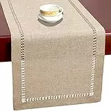 FYJS Runner da Tavolo da Pranzo in Tinta Unita Fatto a Mano, Sciarpa da comò, Decorazione da tavola, 33x183 cm, Beige