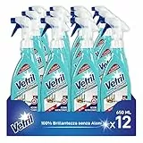 Vetril - Spray Igienizzante Vetri e Superfici, rimuove i Cattivi Odori, Tecnologia asciuga rapido, in Ecoflacone, 650 ml x 12 pezzi