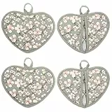 BESTonZON Presine da forno da cucina, 4 presine a forma di cuore, con manico antiscivolo, in cotone spesso, guanti da cucina per la cottura di forni multiuso