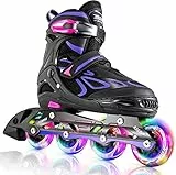 2PM SPORTS Brice Pattini in Linea Regolabili, Ruote Illumina LED, Divertente Inline Skates per Bambina e Bambino e Bambini -Viola