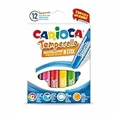 Carioca Tempere Stick Temperello | Tempere Solide Colorate in Scatola per Bambini, Tempere Super Lavabili, Colori Assortiti, 12 Pezzi