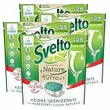 4x Svelto Powered By Nature Tutto in 1 Pastiglie per Lavastoviglie Azione Igienizzante con Ingredienti di Origine Naturale - 4 Confezioni da 25 Pastiglie