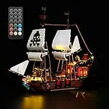 GEAMENT Set di Luci LED (Telecomando) Compatibile Con LEGO Galeone dei Pirati (Pirate Ship) – Kit Di Illuminazione per Creator 31109 (LEGO set Non Incluso)