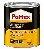 Pattex Mastice Universale, Adesivo a Contatto Universale, Forte Presa Iniziale, Per Incollaggio Di Gomma, Cuoio, Moquettes, Feltro, Sughero Rapido, Non Macchia, latta da 650g
