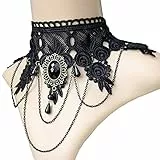 QIN Girocolli gotici sexy Collana girocollo con collo in pizzo nero di cristallo Collana girocollo vintage vittoriana da donna