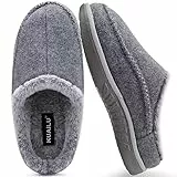 KuaiLu Pantofole da Uomo Invernali Calde Peluche Pelose Foderata Chiuse Memory Foam Pantofola Per Arco Plantare Casa Comode Slippers con Indoor outdoor Antiscivolo Suola Grigio Dimensione 42