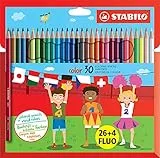 Stabilo Matita colorata color - Custodia in cartone da 30 matite da colorare, di cui 4 fluo
