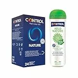 Control Natural Mix cofanetto di 24 preservativi classici e gel massaggio 3 in 1 con 99,4% di ingredienti ad origine naturale