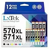 LxTek 570XL 571XL Compatibile per Canon PGI 570 CLI 571 XL Cartucce d'inchiostro per Pixma MG5750 MG5751 MG5752 MG6850 MG6851 TS5050 TS5051 TS5053 (PGBK Nero Ciano Magenta Giallo, 12-Pack)