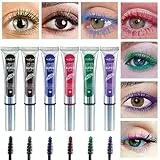 Holzsammlung 6 colori mascara, mascara in fibra colorata affascinante mascara a lunga durata, ciglia spesse e lunghe Trucco per occhi impermeabile e antimacchia