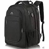 MATEIN Zaino Uomo, Grande Espandibile Zaino Porta PC 15,6 Pollici con Caricatore USB, Antifurto Zaino da Viaggio Portatile per Laptop Computer Notebook, Impermeabile Lavoro Zaini, Nero
