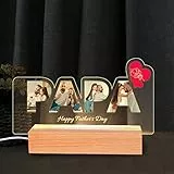 Lampada da notte in acrilico con foto personalizzata con testo Luce notturna personalizzata per papà con foto Lampada da camera da letto per papà Regali per la festa del papà Regali per uomini Regalo