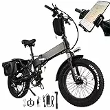 TODIMART Bicicletta Elettrica Pieghevole Fat Tire 20'* 4' Con Batteria 48V15Ah, Bicicletta Da Montagna Da Città A Lungo Raggio