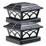 Siedinlar Luci Solari Esterno Luci Postali Solari 2 Modalità Luci LED Lampade da Giardino Solari Impermeabile per Giardino Recinto Mazzo 4x4 5x5 6x6 Pollici Pali di legno 2 Pezzi