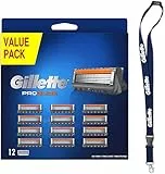 Gillette Fusion 5 Proglide Lamette da Barba, 12 Ricambi (da 5 Lame), Delicatezza Insuperabile con Tecnologia Flexball, Fino a 1 Mese di Rasatura con 1 Lametta + Laccetto Collo Incluso