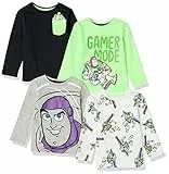 Amazon Essentials Disney | Marvel | Star Wars Maglie a Maniche Lunghe (precedentemente Spotted Zebra) Bambini e Ragazzi, Pacco da 4, Fluorescente/Amici di Toy Story, 10 Anni