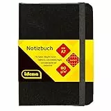 Idena 209283 - Quaderno DIN A7, quadrato, carta crema, 192 pagine, 80 g/m², copertina rigida nera, 1 pz.