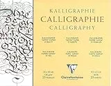 Clairefontaine 96439C Blocco collato Calligrafia - 25 Fogli di carta simil-Giapponese Avorio - 24x30 cm 130g - Ideale per Calligrafia con Pennino, Calamo e Pennello