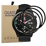 Young & Min Compatible per Vetro Temperato Xiaomi Mi Watch,[3 Pezzi] [3D Curved Edge to Edge], Anti-Graffio, Bubble Free Pellicola per Xiaomi Mi Watch,Nero