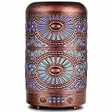 SALKING Diffusore di Oli Essenziali, 100ml Metallo Ultrasuoni Aromaterapia Diffusore, Diffusore di Aromi con 7 Colori LED Luce Notturna, Profumazione Ambiente Senza BPA