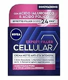 NIVEA CELLULAR EXPERT FILLER Crema Notte Anti-Età Intensiva SPF 15 50ml, Crema viso antirughe rassodante, Crema viso Acido Ialuronico e Acido Folico Puro, Crema viso notte anti-age