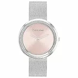 Calvin Klein Orologio Analogico al Quarzo da Donna con Cinturino in Maglia Metallica in Acciaio Inossidabile Argentato - 25200149