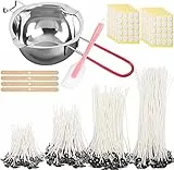 JEMESI Kit per Fare Candele, Fabbricazione Candele Kit con 200 Stoppini per Candele, 200 Adesivi per Stoppino, 2 Porta Stoppino, 1 Spatole in Silicone,1 Crogiolo, per la Creazione di Candele Fai da Te