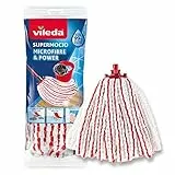 Vileda SuperMocio Microfibre &Power ricambio | confezione da 1| adatto per il Sistema lavapavimenti Vileda SuperMocio | raccolta di sporco e capelli | rimuove oltre il 99% dei batteri solo con acqua