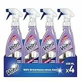 Vetril - Detergente Spray Vetri e Superfici con Antipolvere, Azione Antistatica e Brillantezza Senza Aloni, Ipoallergenico, 650 ml x 4