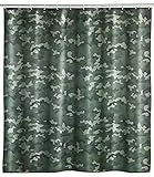 WENKO Tenda doccia Camouflage - lavabile, idrorepellente, con 12 anelli per tenda da doccia, Poliestere, 180 x 200 cm, Multicolore