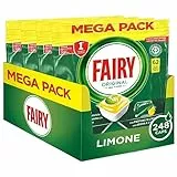 Fairy Detersivo Pastiglie Lavastoviglie, Brillantante, 248 Capsule, Original Limone, Pulente Al Primo Lavaggio, Efficace Sul Grasso Incrostato Con Azione Brillante