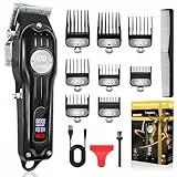 Tagliacapelli Uomo Professionale, CIICII Tagliacapelli Regolabarba Uomo (Regolabile/ 13Pcs/ Senza Fili/Batteria Ricaricabile USB/Display LCD) per Taglio Capelli Fai Da Te/Casa/Barbiere/Salone