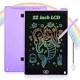 Coolzon Tavoletta Grafica LCD Scrittura 12 Pollici Colorato Schermo, Lavagna da Disegno Portatile Ewriter Cancellabile con Pulsante di Blocco per Bambini Studenti di 3 4 5 6 7 8 anni Adulti (Viola)