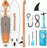 Exprotrek Stand Up Paddle Board - Tavola SUP Gonfiabile - Set Completo per Stand Up Paddling - Spessore 6'' - Adatta a Tutti i Livelli di difficoltà 200KG Max, arancio bianco