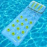 GOLDGE Materassino Gonfiabile, 18 Buchi Lettino Gonfiabile Lilo 170 x 65 CM Amaca Gonfiabile con Cuscino Piscina Lilo Mare Beerpong Gonfiabile Gioco in Piscina per Adulti