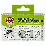 Zig Zag, L'Acchiappamosche Strisce Moschicida, striscia biadesiva con colla di alta qualità e super attrattivo alimentare, contiene 4 strisce