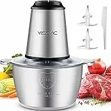 YISSVIC Tritatutto da Cucina Elettrico 2L, 2×4 Lame 500W Tritatutto Elettrico Frullatore Multifunzione con Ciotola in Acciaio Inox, per Frutta Verdura Carne Spezie, 2 Velocità