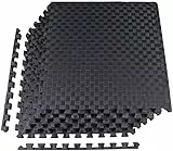 BalanceFrom - Tappetino per esercizi con puzzle extra spesso 2,5 cm, con piastrelle ad incastro in schiuma EVA, per MMA, esercizio, ginnastica e palestra di casa, colore: nero