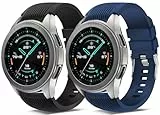 22mm Cinturino Compatibili con Samsung Galaxy Watch 46 mm/Galaxy Watch 3 45 mm/Huawei GT 2 46 mm/Samsung Gear S3 Frontier, Cinturini Sportivi in Silicone Morbido di Ricambio (Nero/Blu Scuro)