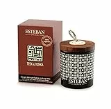 Esteban Paris - Candela decorativa profumata ricaricabile TECK E TONKA 170g con tappo in ceramica - TET-078