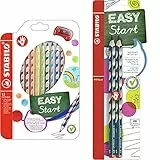 Stabilo Matita Colorata Ergonomica Easycolors Per Destrimani Astuccio Da 12 Colori Assortiti & Matita Ergonomica Triangolare Easygraph Per Destrimani In Petrolio Pack Da 2 Gradazione Hb