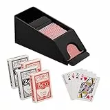 Relaxdays Distributore Carte da Gioco, Dispenser con 4 Mazzi, Dealing Shoe Black Jack, in Plastica, 10x10x25 cm, Nero