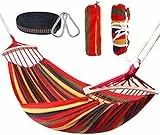 Nakeey Amaca Doppia 280 x 150 cm, Amaca da Esterno per Giardino,capacità 300 kg, Portatile Leggera con Borsa per Giardino Cortile Spiaggia Backpacking Escursionismo,Arcobaleno