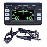 Rayzm accordatore metronomo (accordatore metro) con jack per auricolari da 3,5 mm per strumenti musicali | Accordatore cromatico, accordatura microfono/clip-on/linea in entrata opzionale
